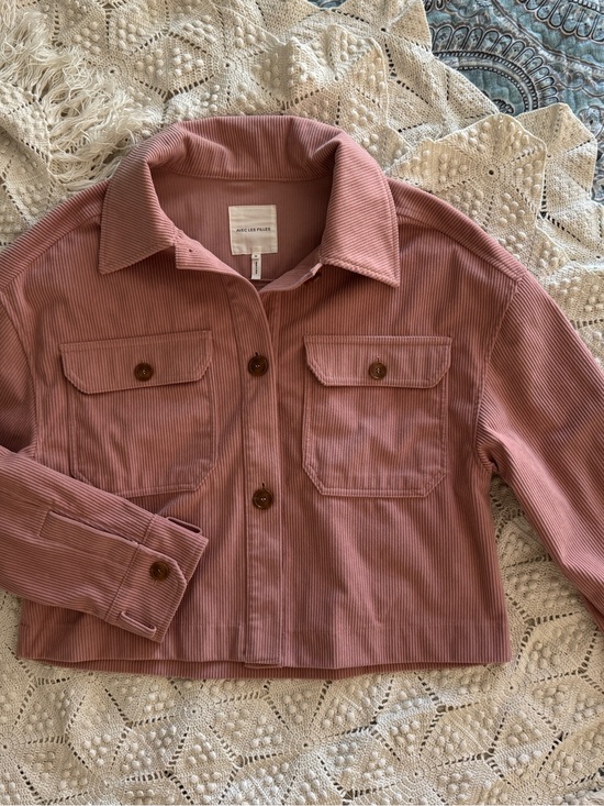 Avec Les Filles Jackets & Blazers - Avec Les Filles Dusty Rose Corduroy Cropped Jacket